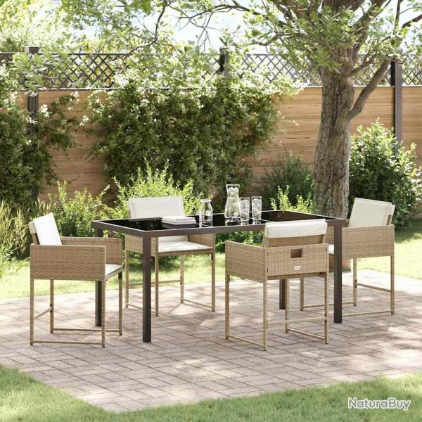Ensemble de salle � manger pour jardin 5 pcs Beige polyrotin