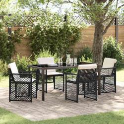 Ensemble de salle &agrave; manger pour jardin 5 pcs Noir polyrotin