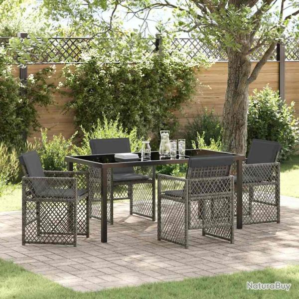 Ensemble de salle � manger pour jardin 5 pcs Gris polyrotin