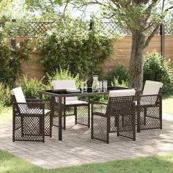 Ensemble de salle &agrave; manger pour jardin 5 pcs Marron polyrotin