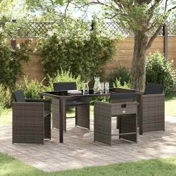 Ensemble de salle &agrave; manger pour jardin 5 pcs Gris polyrotin
