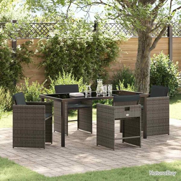 Ensemble de salle � manger pour jardin 5 pcs Gris polyrotin