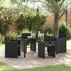 Ensemble de salle &agrave; manger pour jardin 5 pcs Noir polyrotin