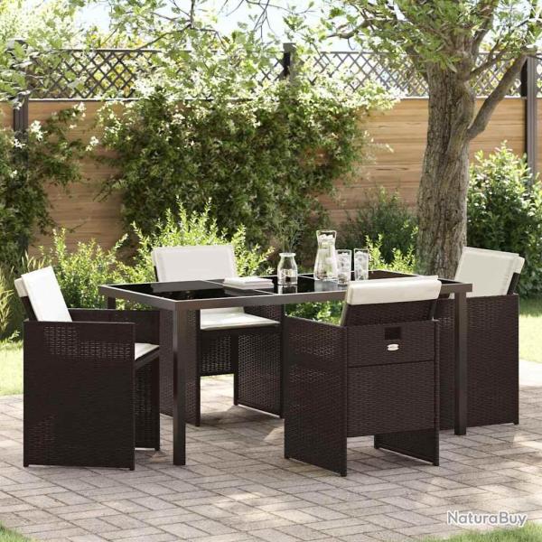 Ensemble de salle � manger pour jardin 5 pcs Marron polyrotin