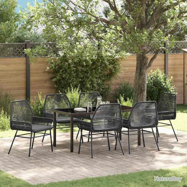 Ensemble de salle � manger pour jardin 7 pcs Noir polyrotin