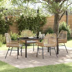 Ensemble de salle &agrave; manger pour jardin 5 pcs Marron polyrotin