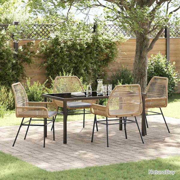 Ensemble de salle � manger pour jardin 5 pcs Marron polyrotin