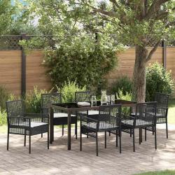 Ensemble de salle &agrave; manger pour jardin 7 pcs Noir polyrotin