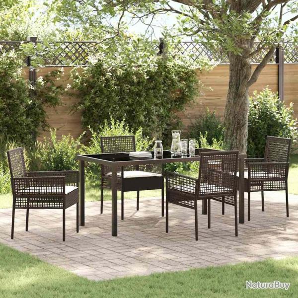 Ensemble de salle � manger pour jardin 5 pcs Marron polyrotin