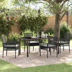 Ensemble de salle &agrave; manger pour jardin 5 pcs Noir polyrotin