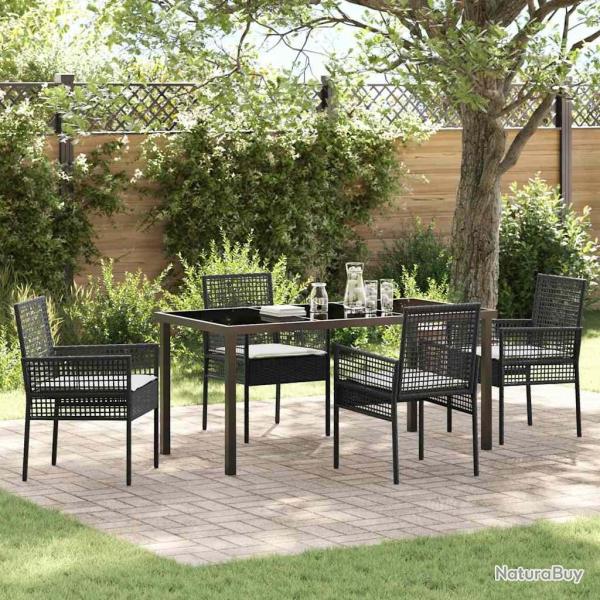 Ensemble de salle � manger pour jardin 5 pcs Noir polyrotin