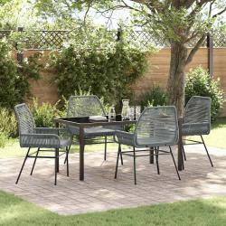 Ensemble de salle &agrave; manger pour jardin 5 pcs Gris polyrotin