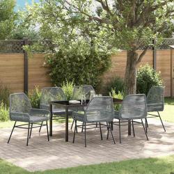 Ensemble de salle &agrave; manger pour jardin 7 pcs Gris polyrotin