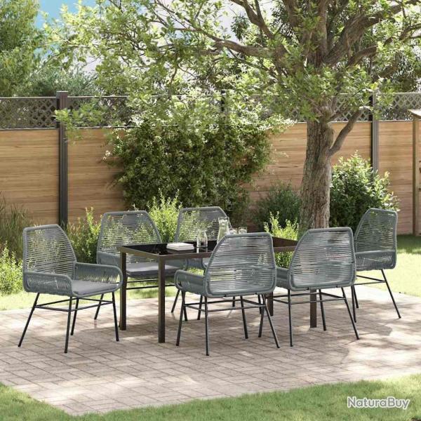 Ensemble de salle � manger pour jardin 7 pcs Gris polyrotin