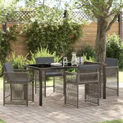 Ensemble de salle &agrave; manger pour jardin 5 pcs Gris polyrotin