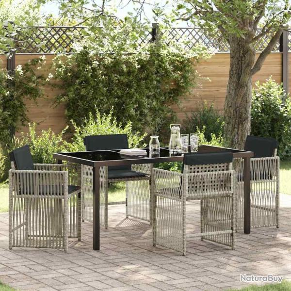 Ensemble de salle � manger pour jardin 5 pcs Gris clair