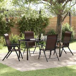Ensemble de salle &agrave; manger pour jardin 5 pcs Marron
