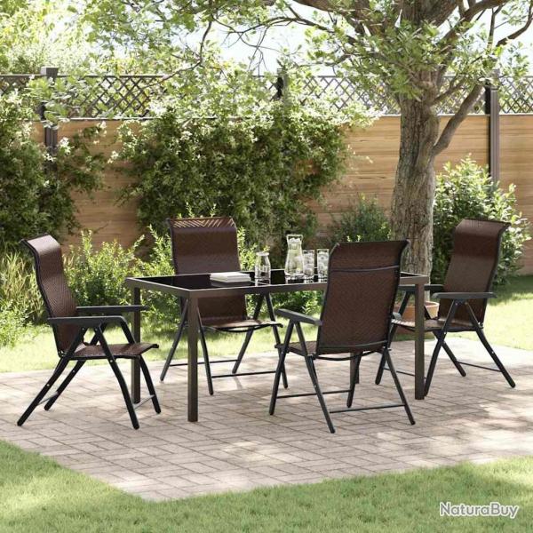Ensemble de salle � manger pour jardin 5 pcs Marron
