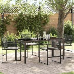 Ensemble de salle &agrave; manger pour jardin 5 pcs Noir