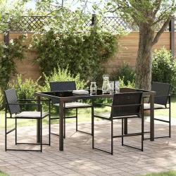 Ensemble de salle &agrave; manger pour jardin 5 pcs Noir