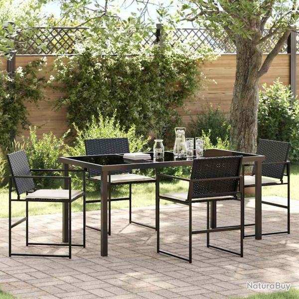 Ensemble de salle � manger pour jardin 5 pcs Noir
