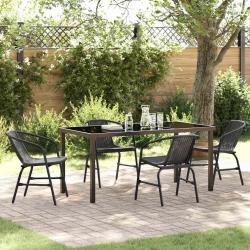 Ensemble de salle &agrave; manger pour jardin 5 pcs Noir