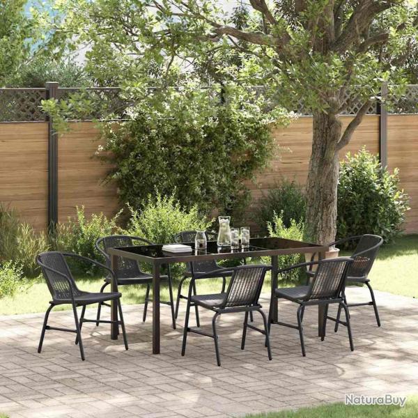 Ensemble de salle � manger pour jardin 7 pcs Noir