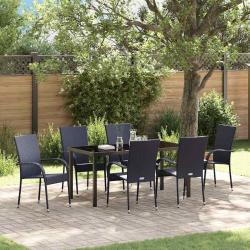 Ensemble de salle &agrave; manger pour jardin 7 pcs Noir