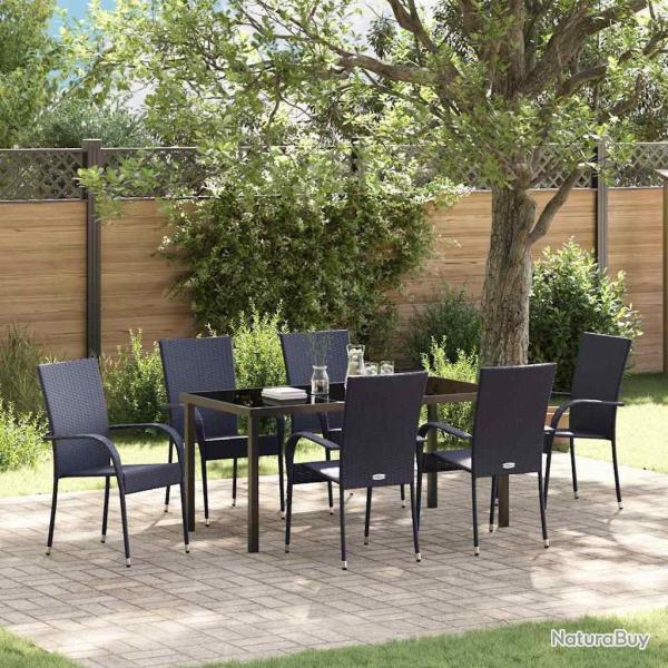 Ensemble de salle � manger pour jardin 7 pcs Noir