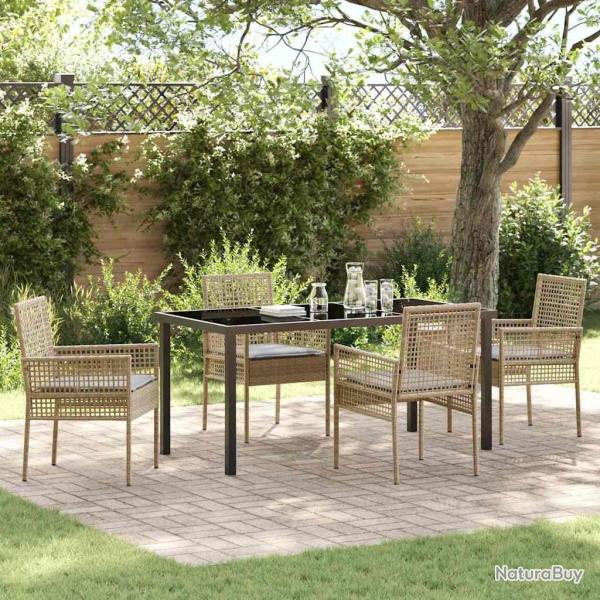 Ensemble de salle � manger pour jardin 5 pcs Beige polyrotin