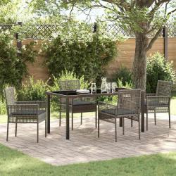 Ensemble de salle &agrave; manger pour jardin 5 pcs Gris polyrotin