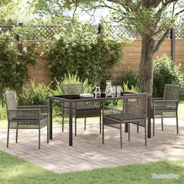 Ensemble de salle � manger pour jardin 5 pcs Gris polyrotin