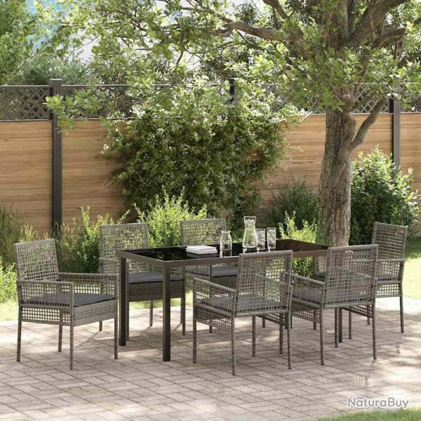 Ensemble de salle � manger pour jardin 7 pcs Gris polyrotin