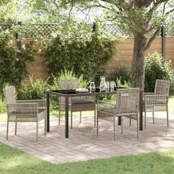 Ensemble de salle &agrave; manger pour jardin 5 pcs Gris clair