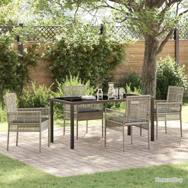Ensemble de salle � manger pour jardin 5 pcs Gris clair
