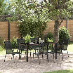 Ensemble de salle &agrave; manger pour jardin 7 pcs Noir