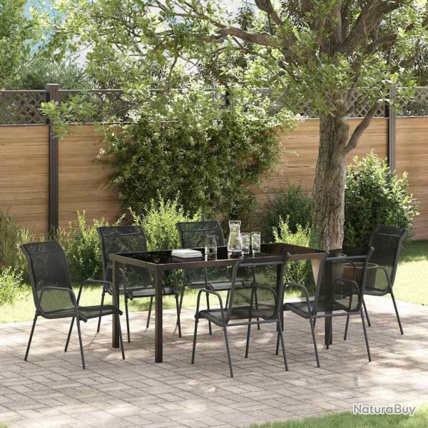 Ensemble de salle � manger pour jardin 7 pcs Noir