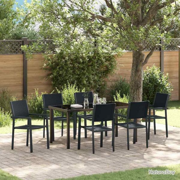 Ensemble de salle � manger pour jardin 7 pcs Noir