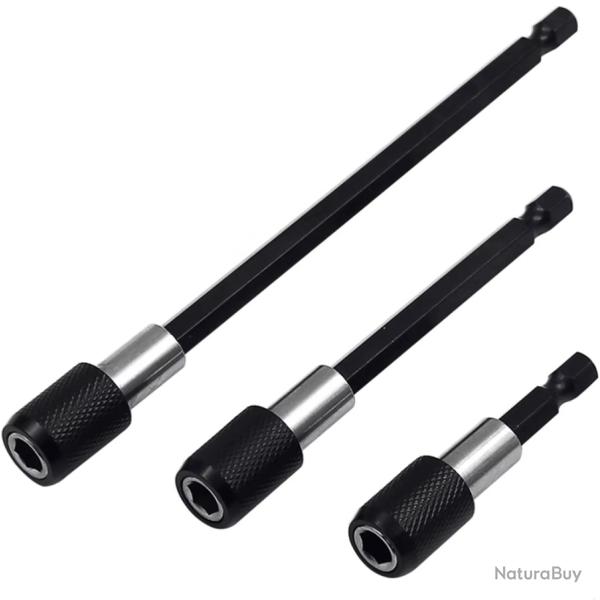 Lot de 3 Porte-Embouts Magn�tiques � Verrouillage Rapide 1/4" 60, 100 et 150 mm
