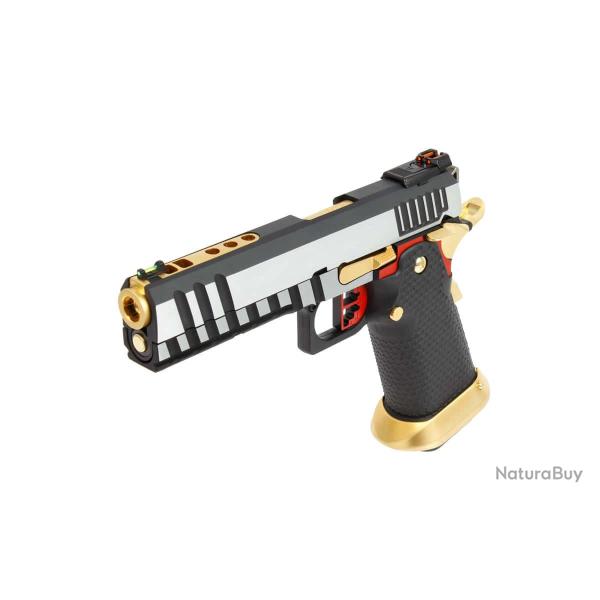 R�plique airsoftt GBB HX2031 SEMI / FULL AUTO Noir & Chrome gaz 1.0J