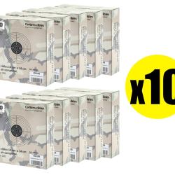 Pack Cibles cartonn&eacute;es 14 x 14 cm Shoot Again (x10) Pack 100 cibles Blanches avec centre noir
