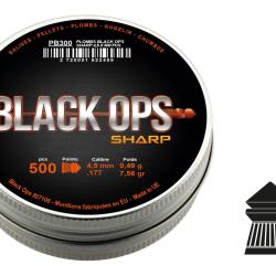 Bo&icirc;te de 500 plombs Black Ops Sharp &agrave; t&ecirc;te pointue cal. 4.5 mm Plombs Black Ops