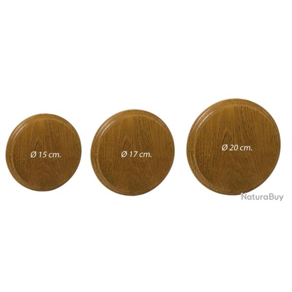 Ecusson en ch�ne pour gr�s et d�fenses de sanglier Diam.17 cm