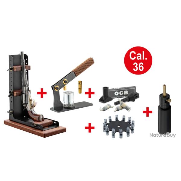 Kit BP Maker Cal 36 : Presse pour barrillet + support + poire + kit cartouches papier + amorceur Pac