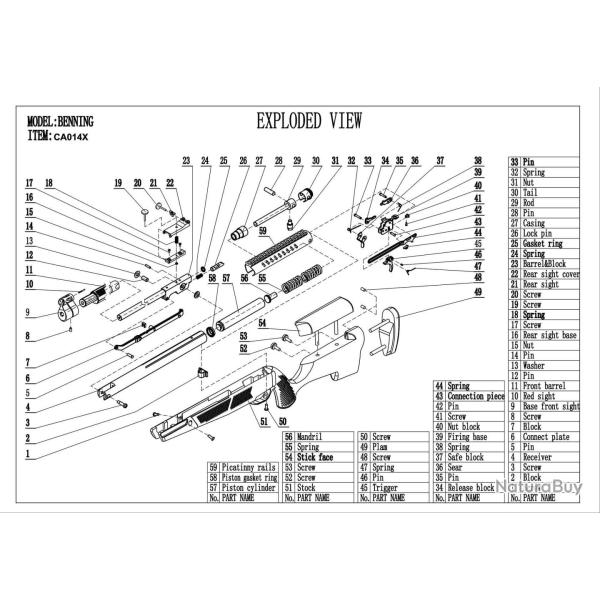 Pi�ces d�tach�es pour carabine � air BENNING FRONT BARREL N�11