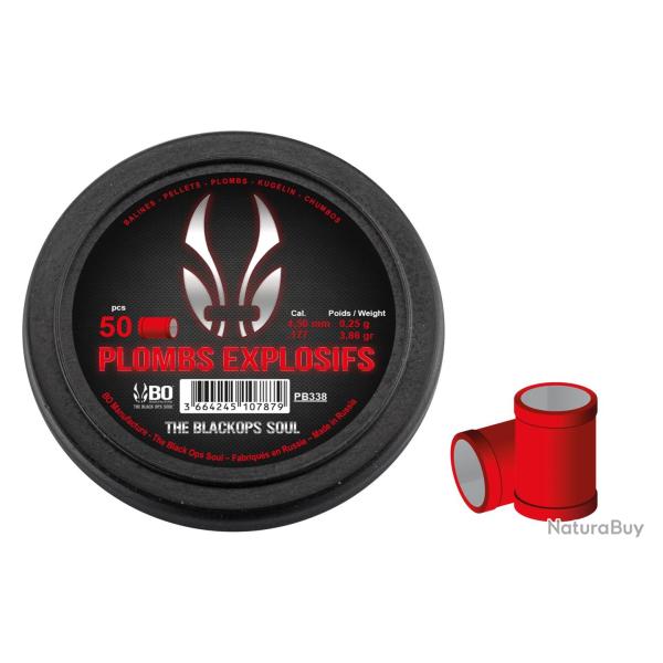 Plombs Explosif The Black Ops Soul � t�te plate cal. 4,5 mm Lot de 30 boites de 50 plombs