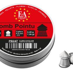 Plombs Europ-Arm &agrave; t&ecirc;te pointue cal. 4,5 mm