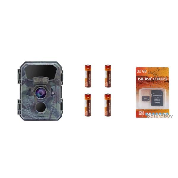 NUM'AXES - Pack Pi�ge photographique PIE1066 + 4 piles AA LR6 + carte m�moire 32 Gb NUM'AXES - Pi�ge