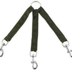 Accouple nylon vert pour trois chiens