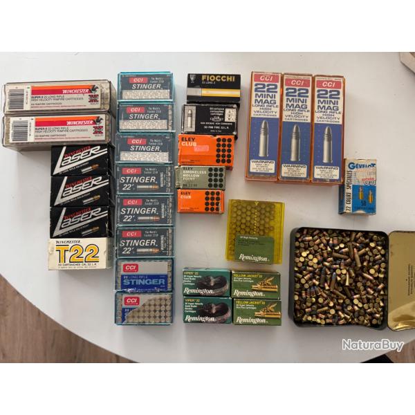 Lot de 2500 balles 22 Long Rifle, marques diverses